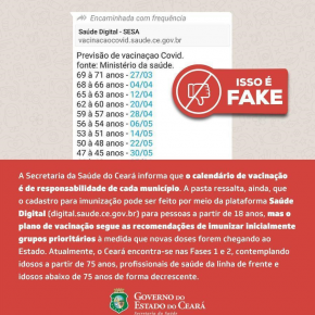 Sesa esclarece que suposto calendário de vacinação é falso