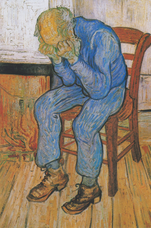 Reprodução do quadro "Sorrowing Old Man (At Eternity's Gate), "Velho Triste (No Portal da Eternidade", obra de Vincent Van Gogh. Apesar de ser considerado impossível chegar a um diagnóstico póstumo, especialistas acreditam que o pintor teria transtorno bipolar(Foto: Reprodução/Van Gogh)