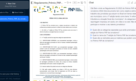 Nela, você pode upar PDFs, fazer perguntas sobre seu conteúdo e descobrir inúmeras informações.
