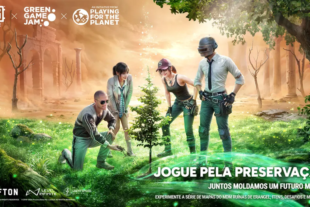 Um dos jogos de celular mais populares do mundo, o PUBG Mobile lançou em 2024 uma campanha que incentiva seus jogadores a preservar o meio ambiente(Foto: PUBG Mobile / Play for Green)