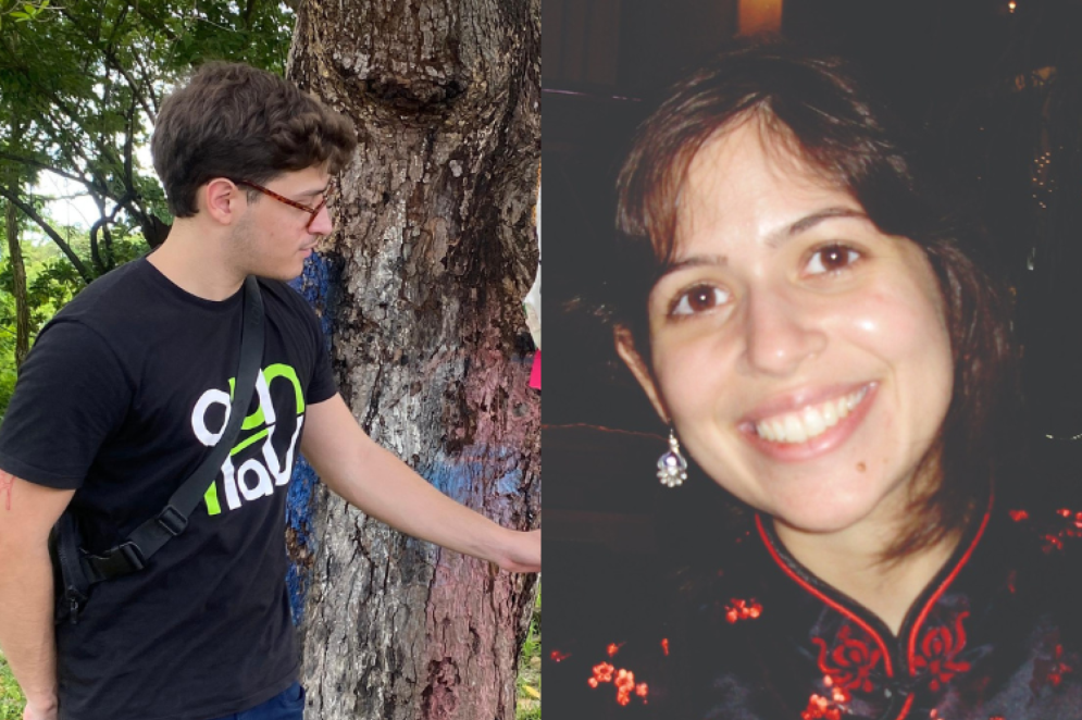 ParaTodosVerem: respectivamente, montagem com Stelme Girão de Souza e Fernanda Mattos, membros do Quintau Coletivo e Campo Popular do Plano Diretor. Stelme é um homem jovem, branco de cabelos castanhos. Fernanda é uma mulher branca de cabelos escuros(Foto: Arquivo Pessoal/Stelme Girão de Souza/Fernanda Mattos)
