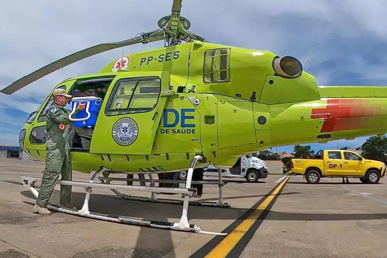 ParaTodosVerem: helicóptero da SMS utilizado no transporte de órgãos e pacientes(Foto: Reprodução/ A Secretaria Municipal de Saúde do Rio de Janeiro (SMS))
